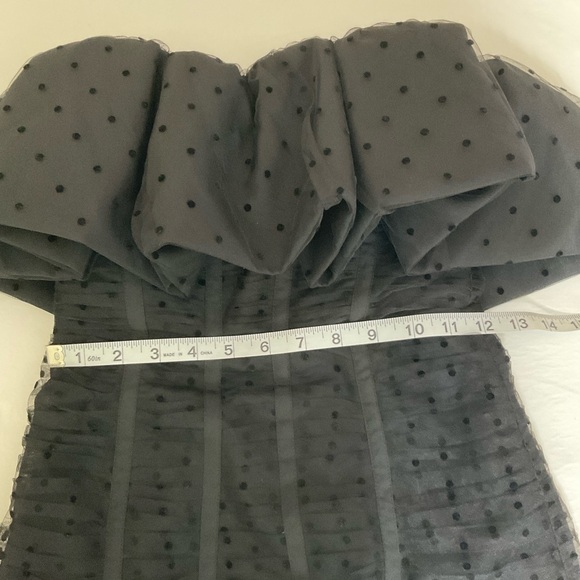 NWT Self-Portrait Black Dot Mesh Frill Mini Dress Size 2 - Picture 9 of 13